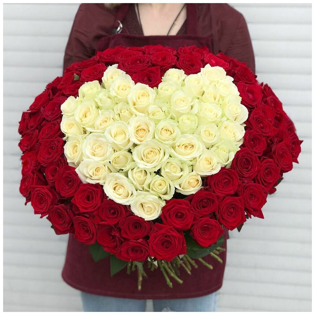 Букет из 101 розы «Валентинка» 70 см